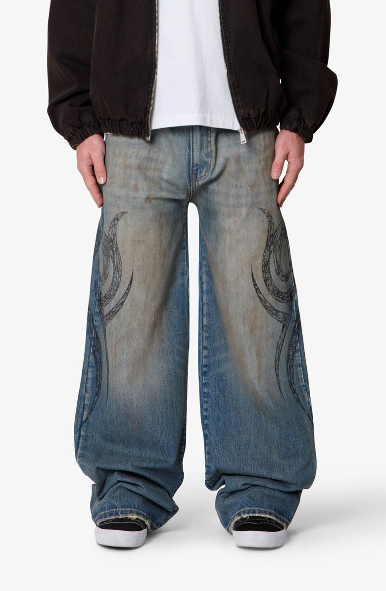 mnml Embroidered Ultra Wide Leg Jeans, Main, color, 