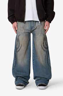mnml Embroidered Ultra Wide Leg Jeans