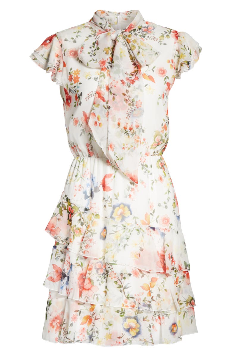 Alice + Olivia Lessie Ruffled Floral Silk Dress, Alternate, color,