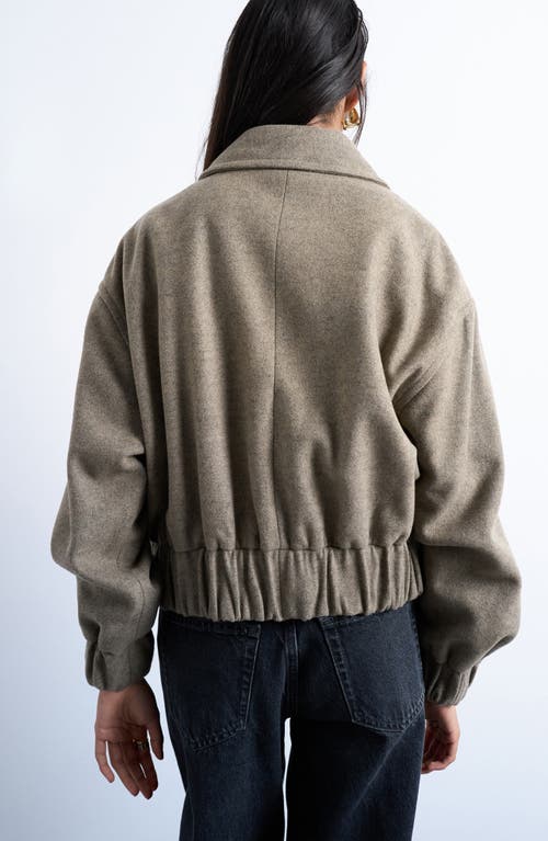 Topshop Crop Bomber Jacket In Neutral