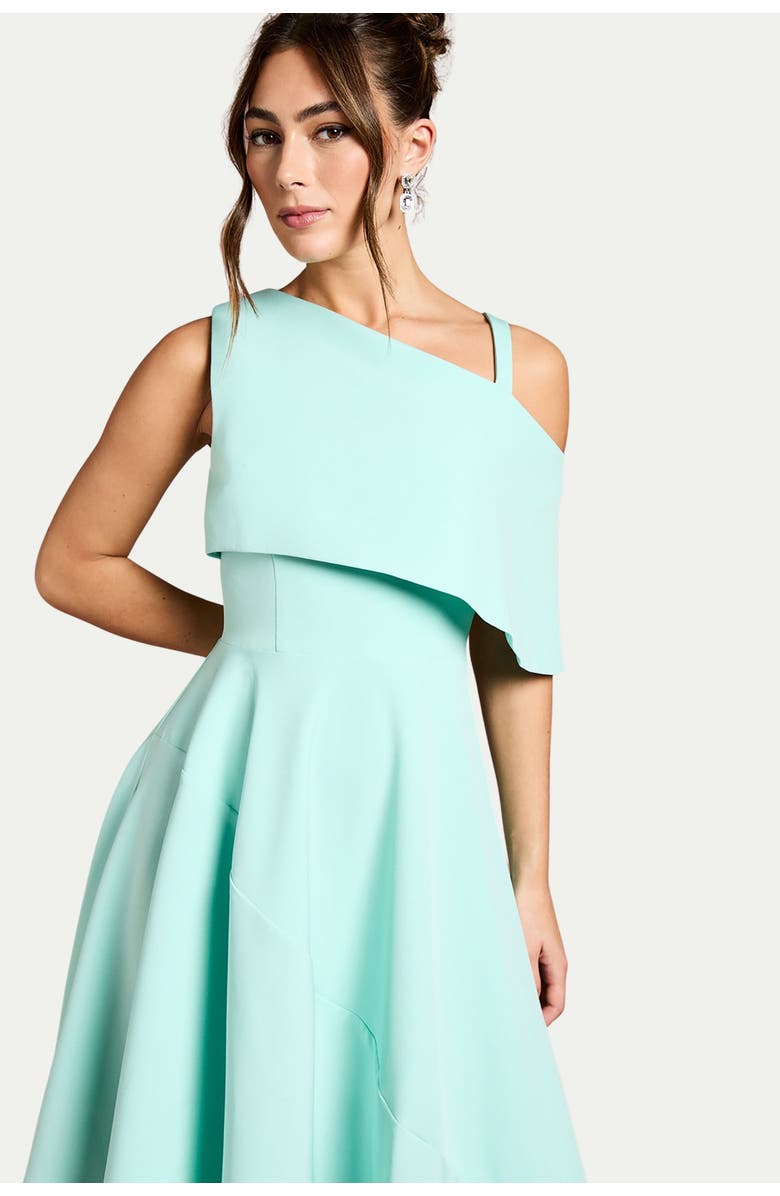 Coast Asymmetric Crepe Midi Dress, Alternate, color, Aqua
