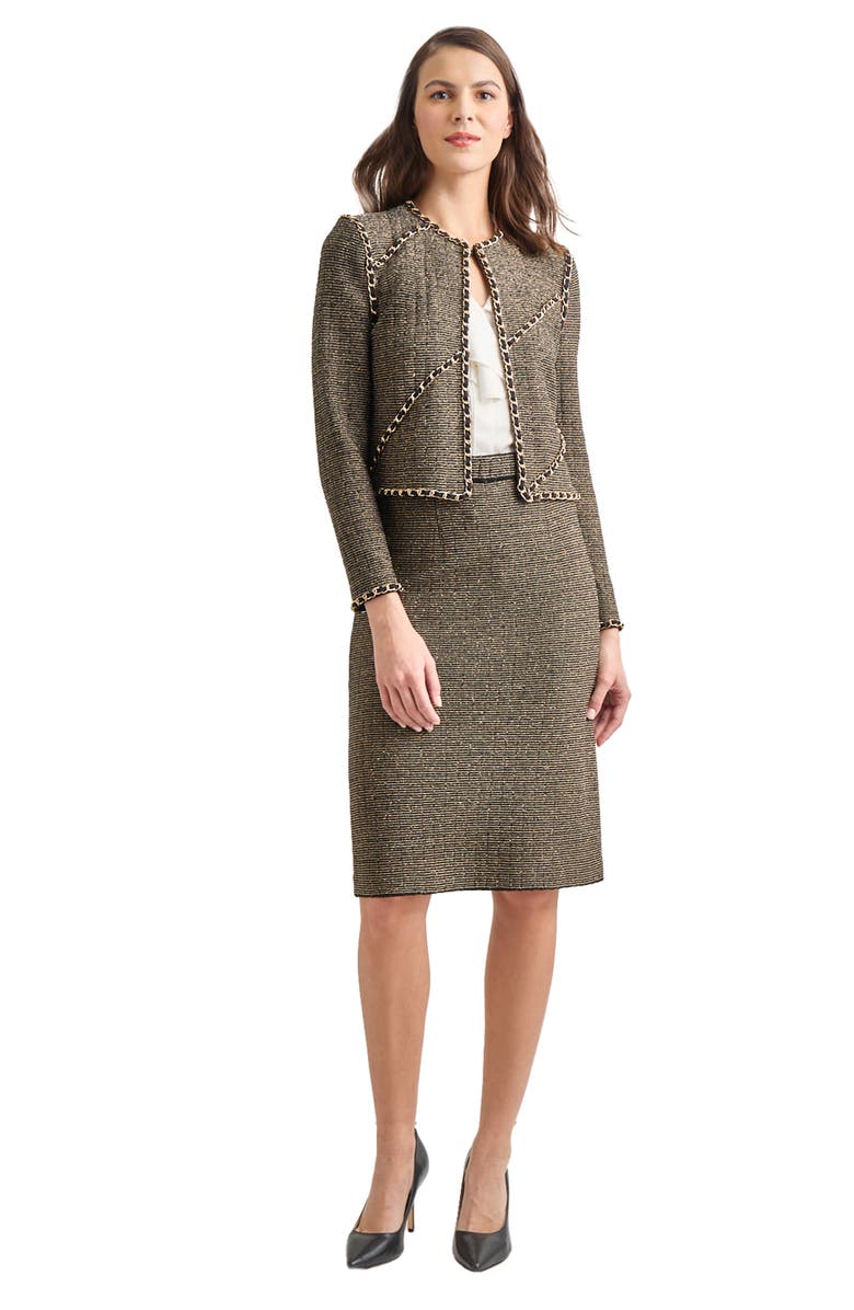 Misook Chain Trim Boxy Metallic Jacket, Alternate, color,