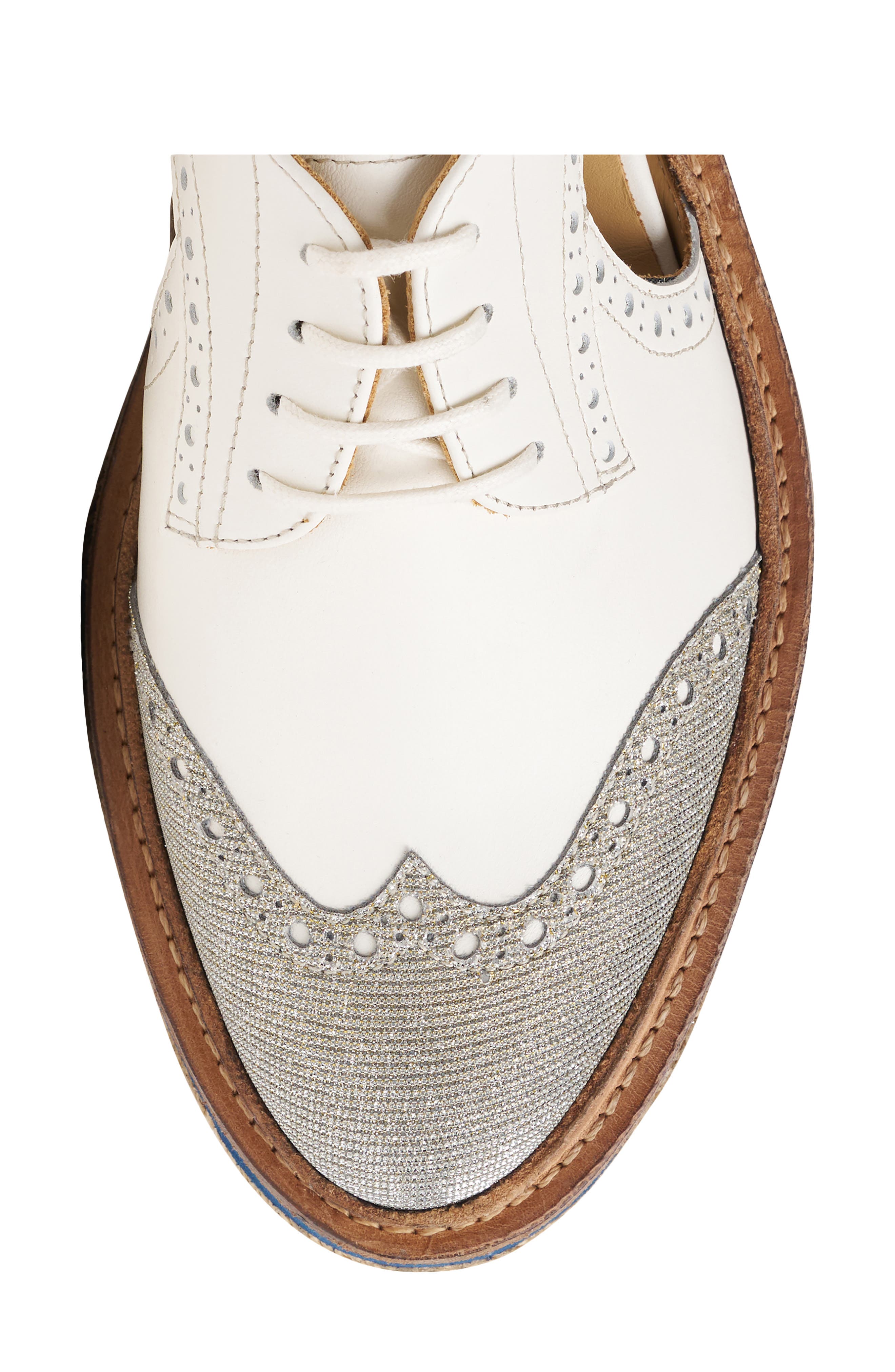 THE OFFICE OF US Ms. Sherman Leather Derby, Alternate, color, White Metallic