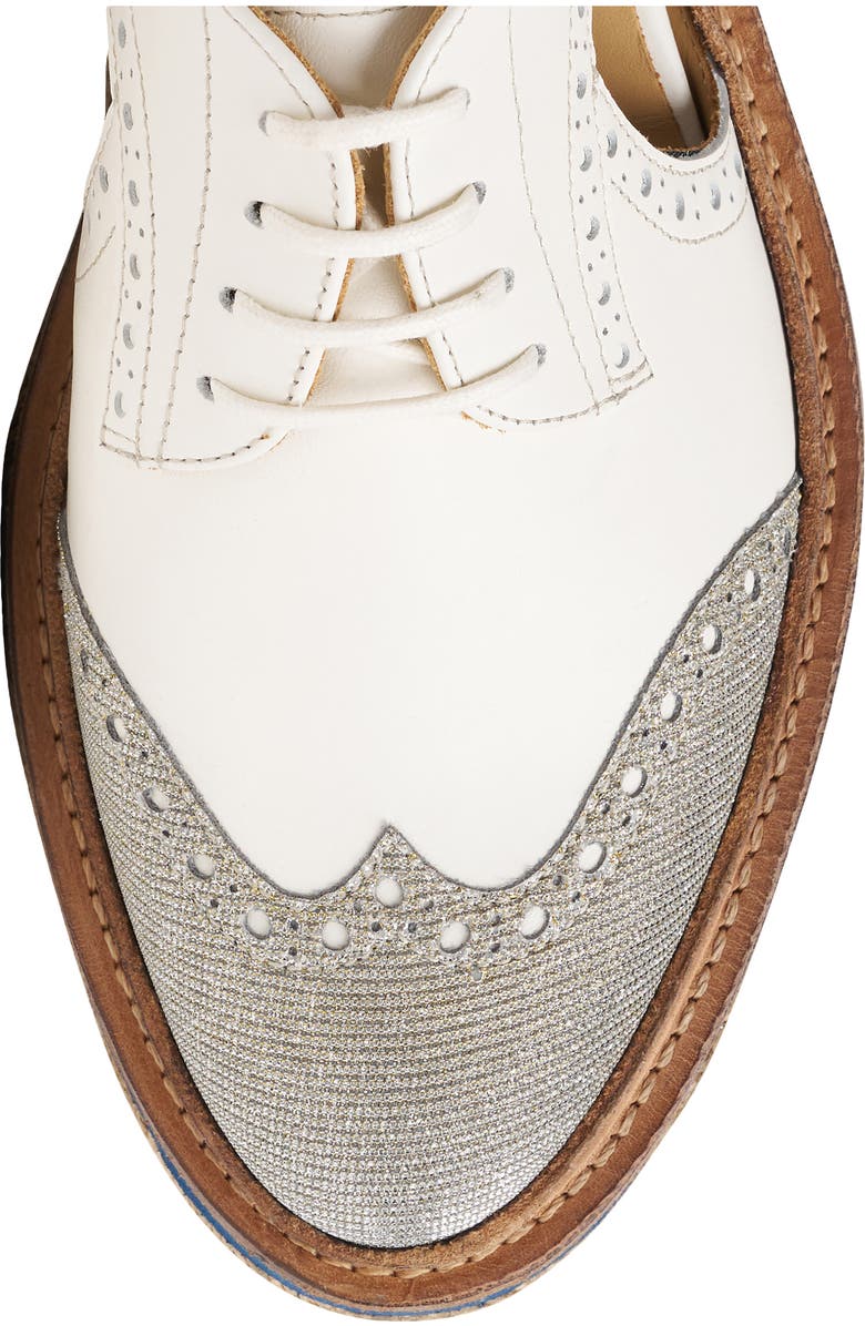 THE OFFICE OF US Ms. Sherman Leather Derby, Alternate, color, White Metallic