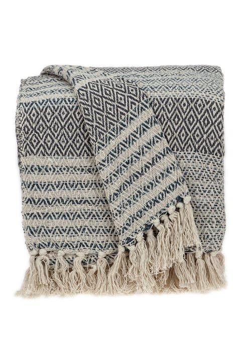 Ivy Transitional Beige 52" x 67" Woven Handloom Throw
