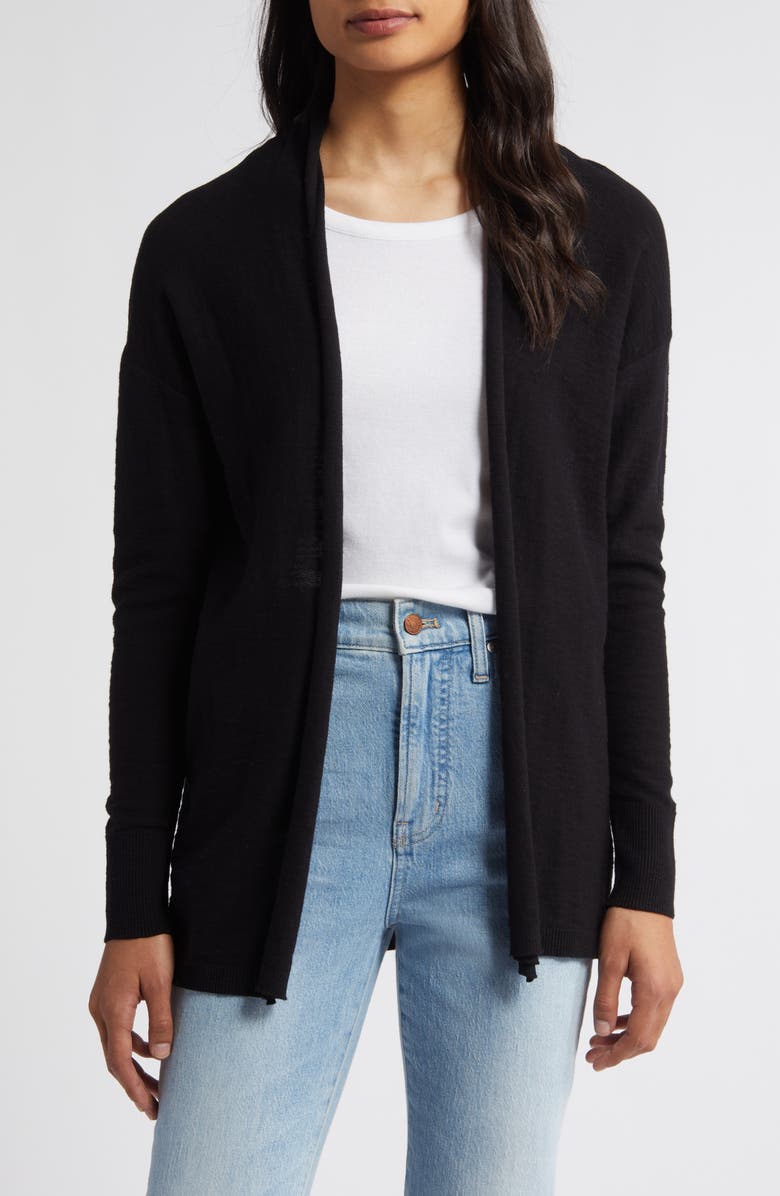 Caslon<sup>®</sup> Cotton & Linen Open Front Cardigan, Main, color, 