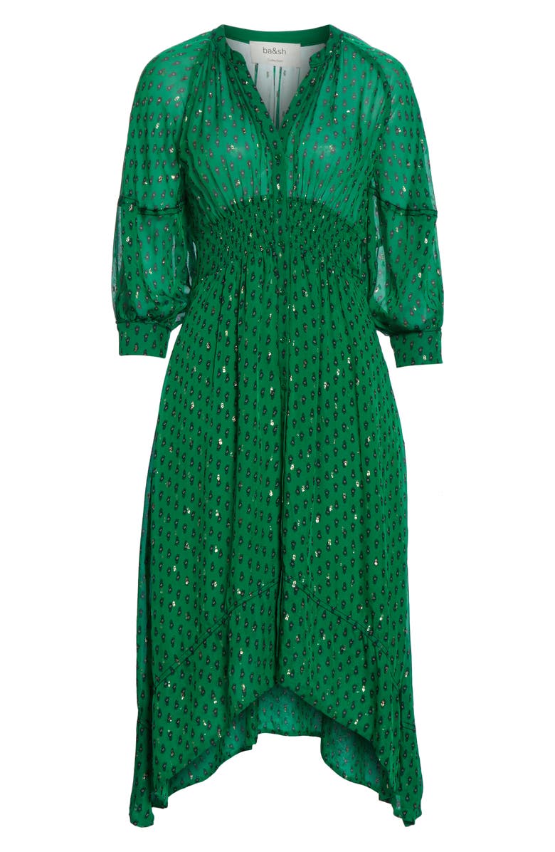 ba&sh Cyana Metallic Dot Smock Waist Dress, Alternate, color,
