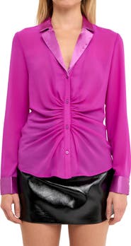 Endless Rose Ruched Front Chiffon Shirt