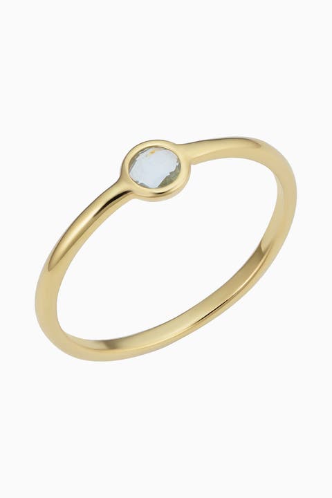 14K Yellow Gold Blue Topaz Bijoux Ring