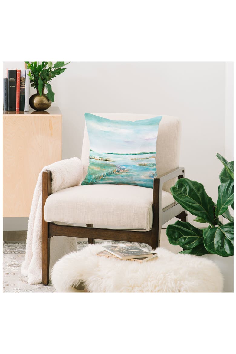 On The Marsh Throw Pillow, Alternate, color, BLUE