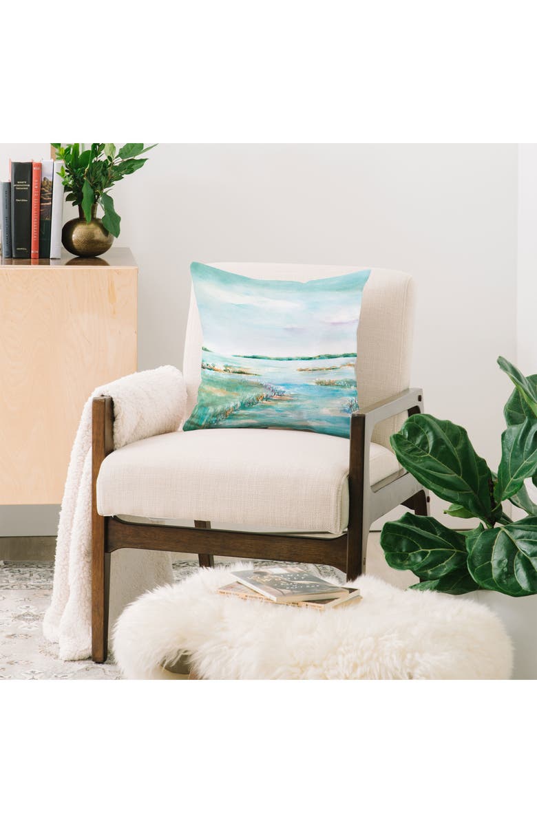 Deny Designs On The Marsh Throw Pillow, Alternate, color, Blue