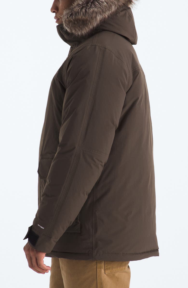 The North Face McMurdo Waterproof 600 Fill Power Hooded Down Parka with Faux Fur Trim, Alternate, color, Smokey Brown