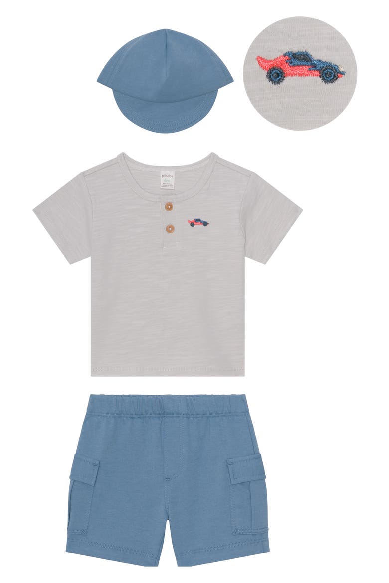 Race Car Henley, Shorts & Baseball Cap Set, Main, color, CARS