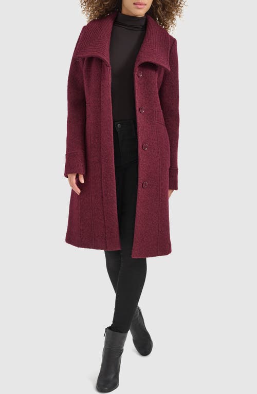 Kenneth Cole Women's Wing Collar Wool Blend Overcoat In Burgundy