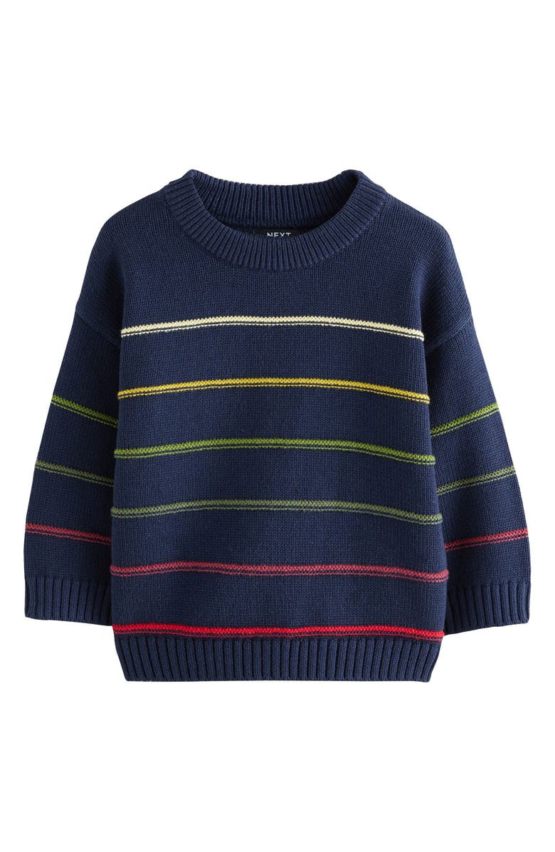 NEXT Kids' Colorblock Stripe Sweater, Main, color, Navy