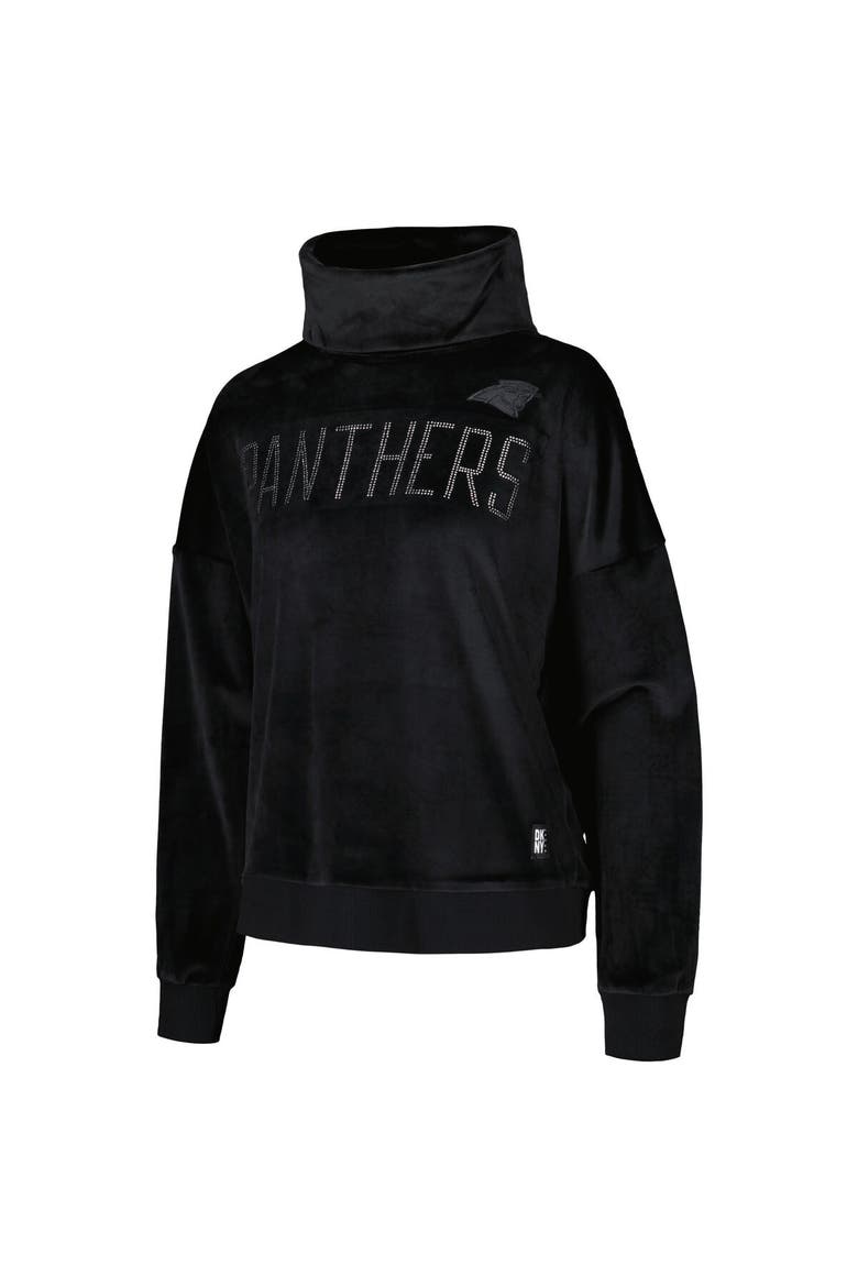Women's DKNY Sport  Black Carolina Panthers Deliliah Rhinestone Funnel Neck Pullover Sweatshirt, Alternate, color, Black