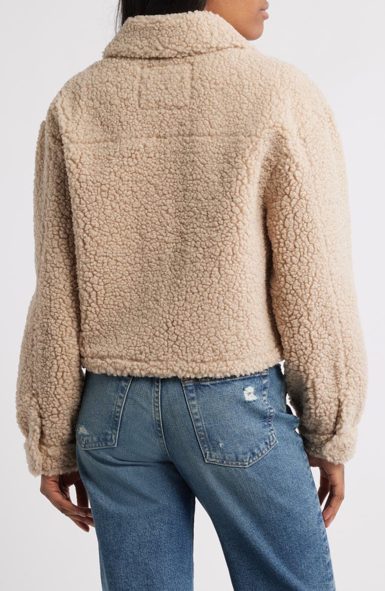 Lucky Brand Patch Pocket Faux Fur Crop Jacket, Alternate, color, Oatmeal