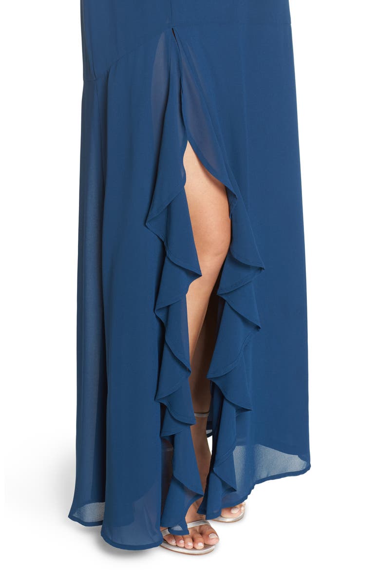 Luxurious Love Lace-Up Back Gown, Alternate, color, NAVY