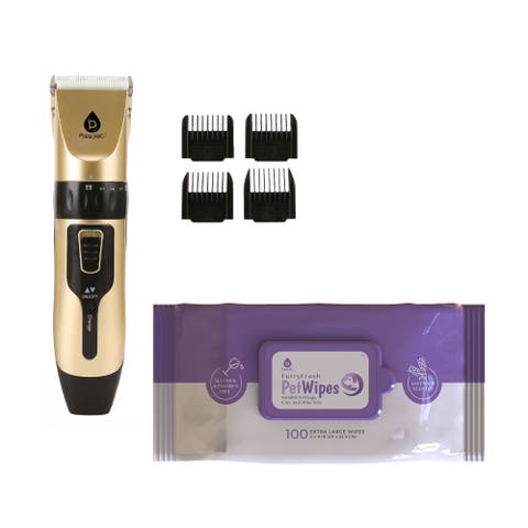 Pet Care Bundle Furry Fresh Lavender Pet Wipes & Pet Hair Trimmer - Complete Grooming and Hygiene Kit for Dogs and Cats