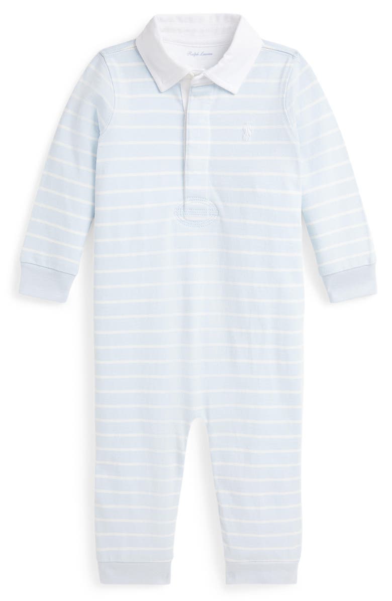 Ralph Lauren Rugby Cotton Jersey Coverall, Main, color, Beryl Blue