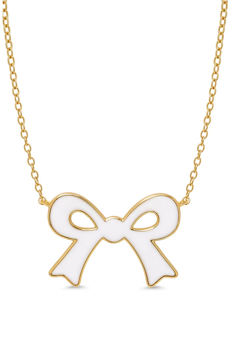 Kids' Flat Bow Pendant Necklace, Main, color, WHITE