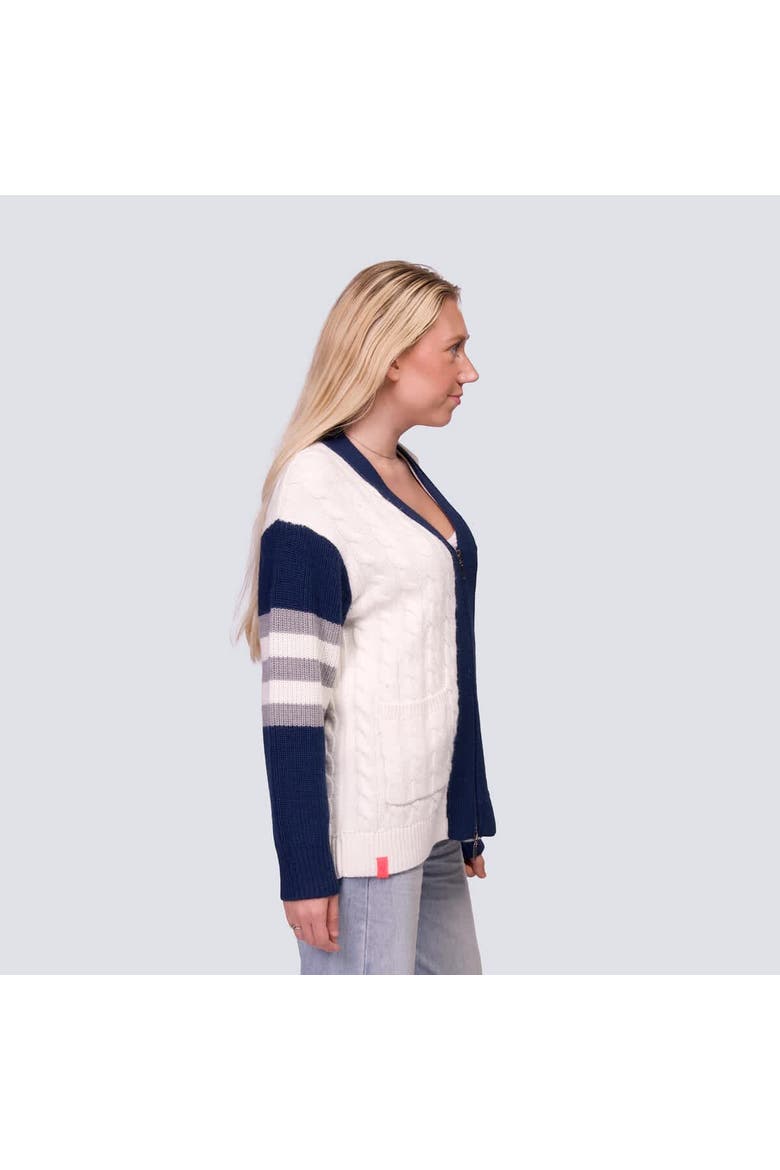 Women's Lusso Navy/White New York Yankees Shyla Knit V-Neck Full-Zip Sweater, Alternate, color, Navy