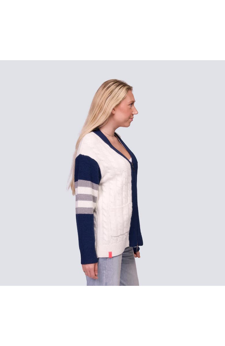 LUSSO Women's Lusso Navy/White New York Yankees Shyla Knit V-Neck Full-Zip Sweater, Alternate, color, Navy