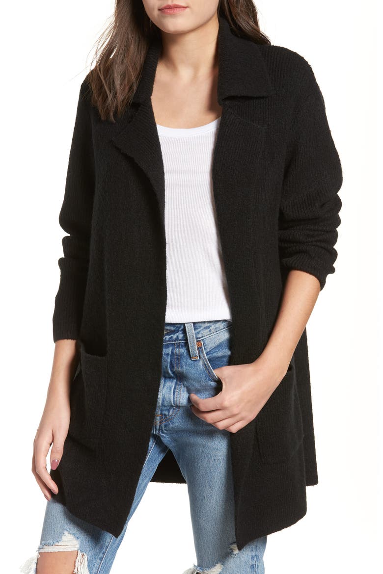 Knit Sweater Coat, Main, color, BLACK