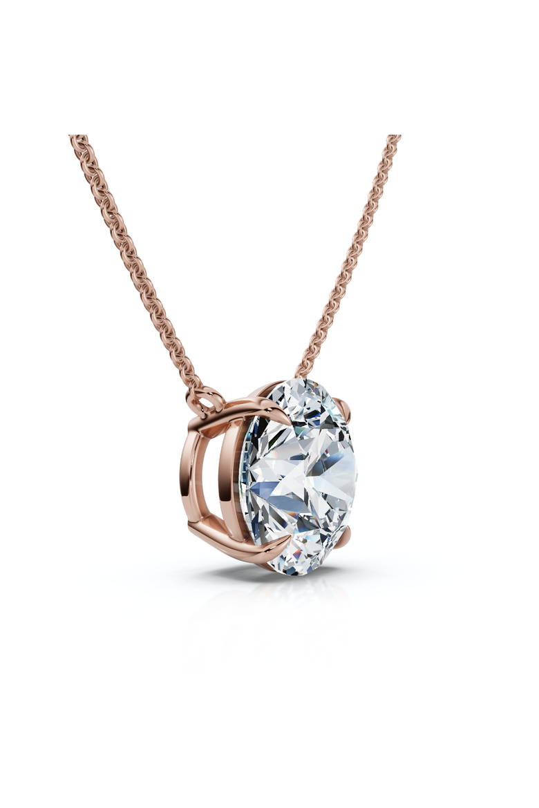 2Ct Round Cut Diamond Solitaire Pendant 14k Gold 18" Women's Necklace Lab Grown, Main, color, Rose Gold