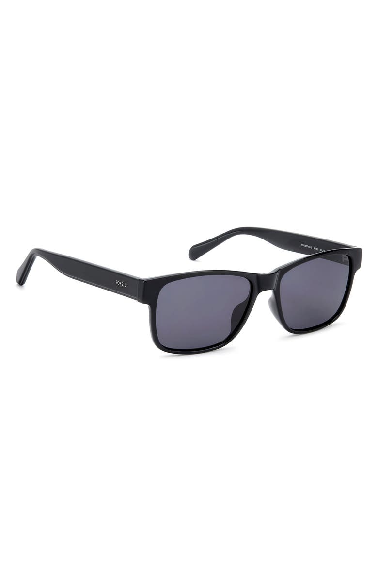 Fossil 58mm Rectangular Sunglasses, Alternate, color, Black/ Grey