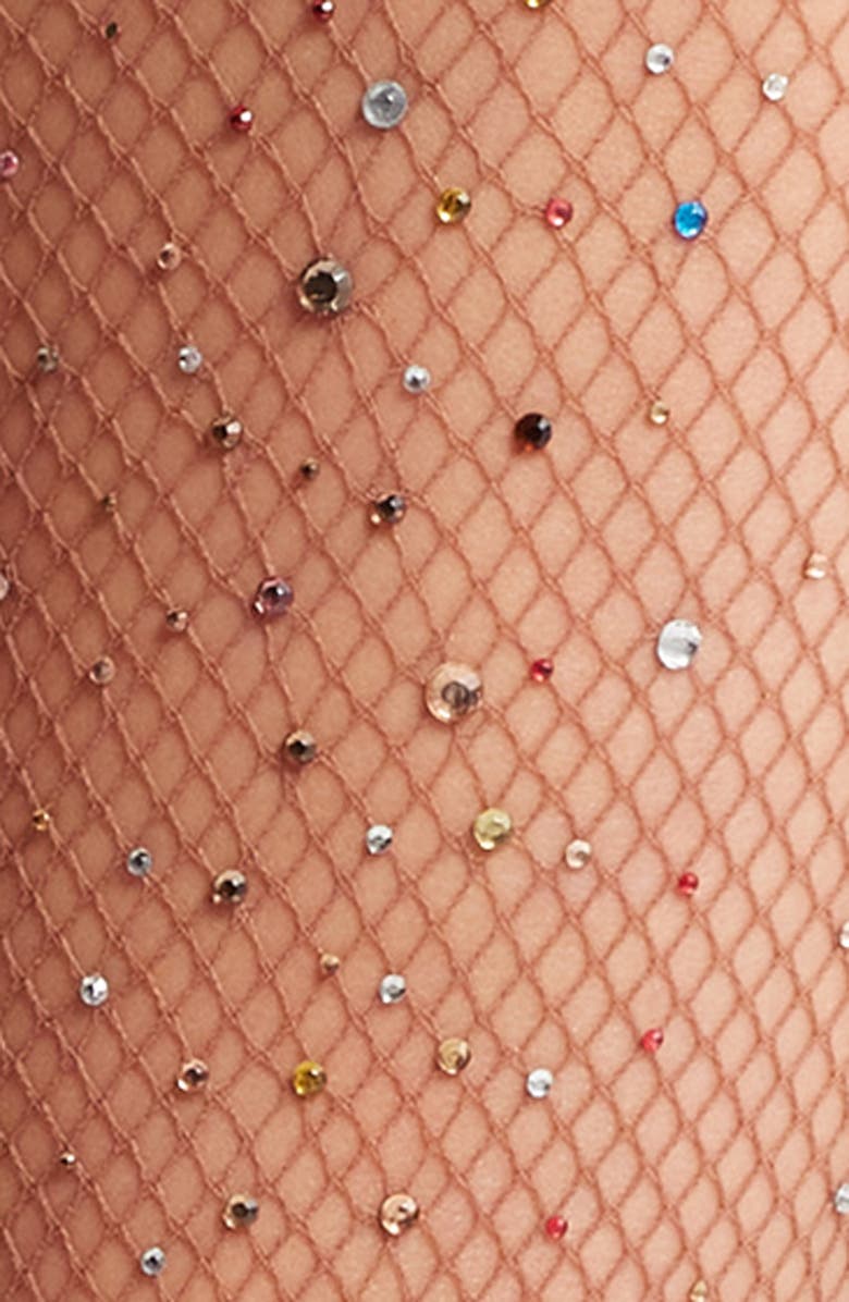 HIGH HEEL JUNGLE Glitter Fishnet Tights, Alternate, color, Tan