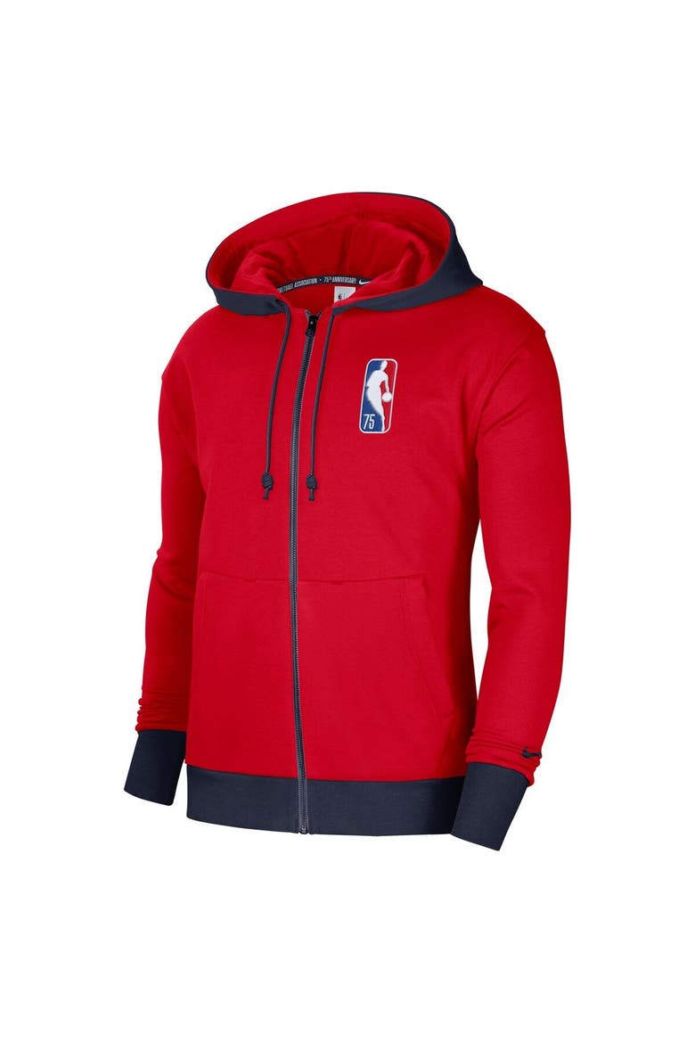 Men's Nike Red/Navy Brooklyn Nets 2021/22 City Edition Courtside Heavyweight Fleece Full-Zip Hoodie, Alternate, color, Red