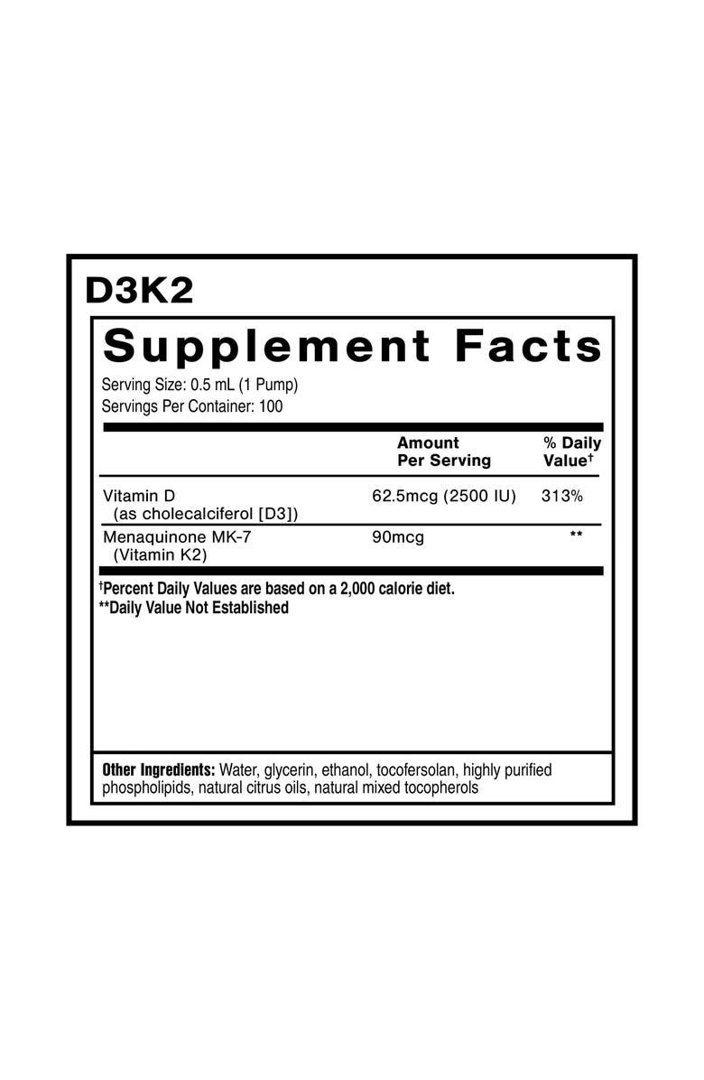 Quicksilver Scientific Nanoemulsified D3K2 Bioactive Liquid Vitamin Supplement, Alternate, color, 