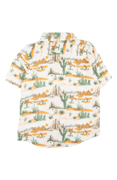 Miki Miette Kids' Print Short Sleeve Button-up Shirt In Western Front