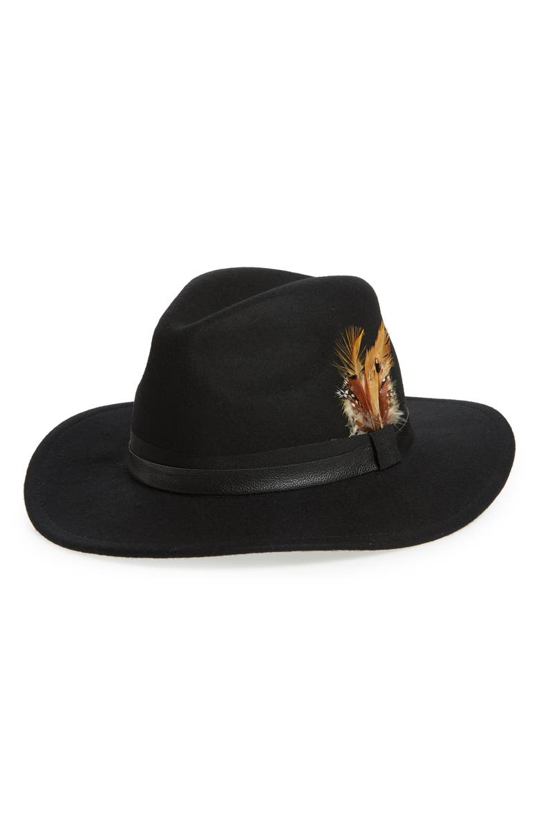 Treasure & Bond Feather Trim Panama Hat, Main, color, 
