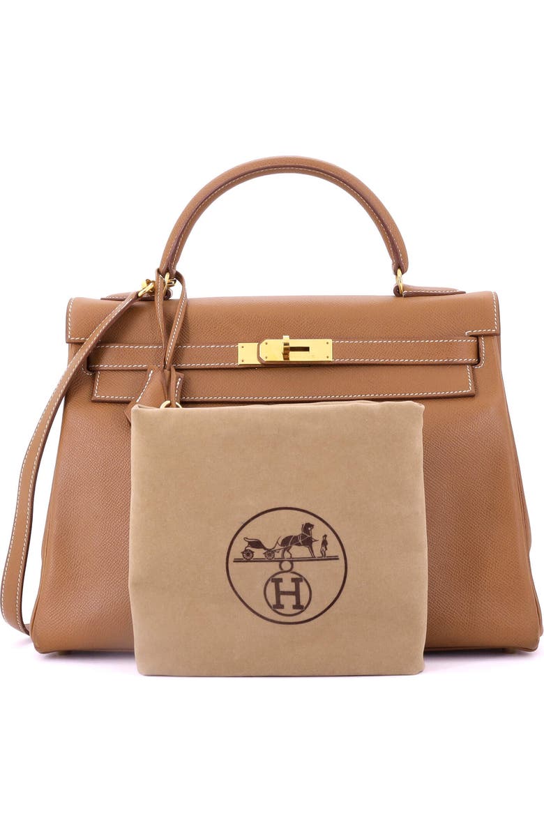 Pre-Owned Hermes Kelly Handbag Brown Courchevel with Gold Hardware 32, Alternate, color,