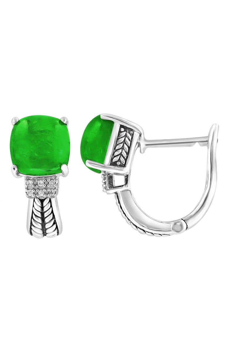 EFFY Sterling Silver Jade & Diamond Lever Back Earrings, Alternate, color,