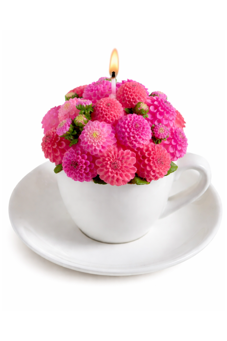 Dahlia Bouquet Aromatherapy Candle, Main, color, Rose Red