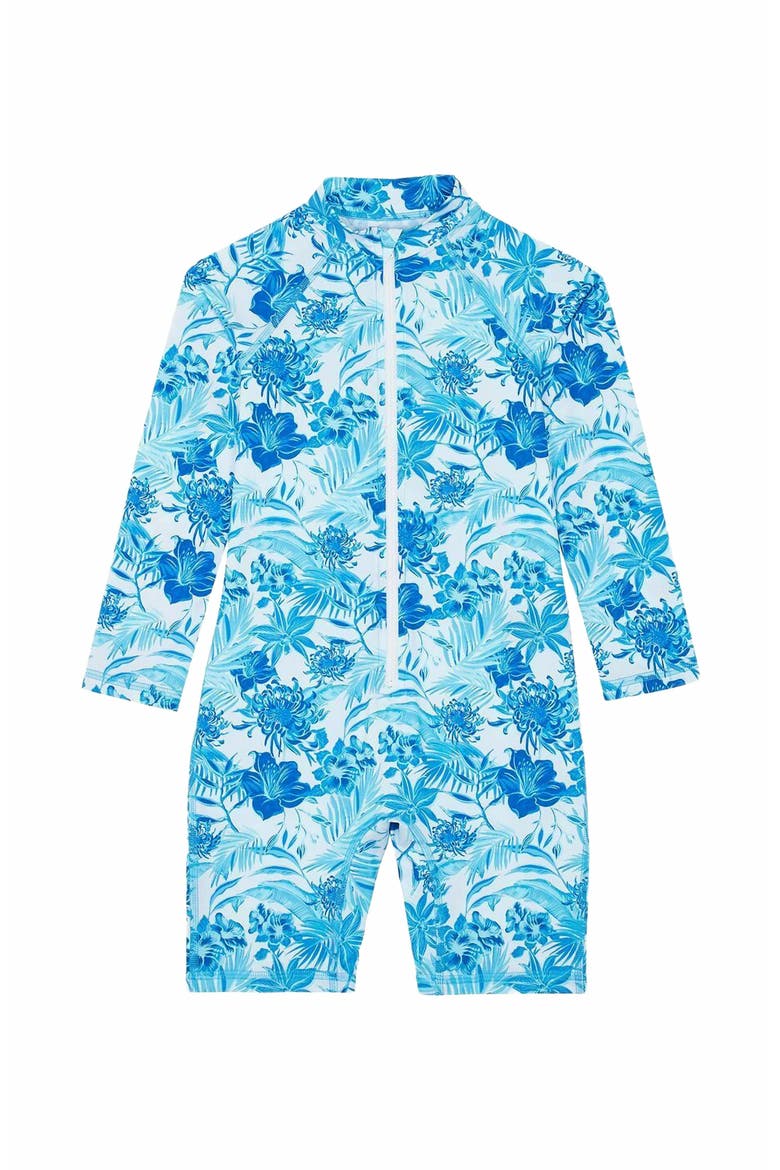 Kids' Tahiti Flowers One-Piece Rashguard, Main, color, BLANC