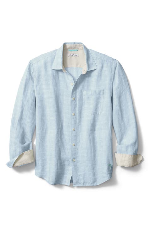 Ventana Plaid Linen Button-Up Shirt