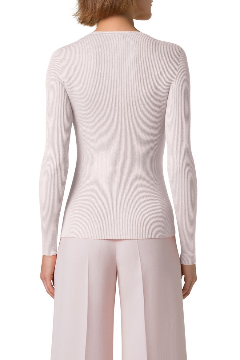 Seamless Silk & Cotton Rib Sweater, Alternate, color, PALE PINK
