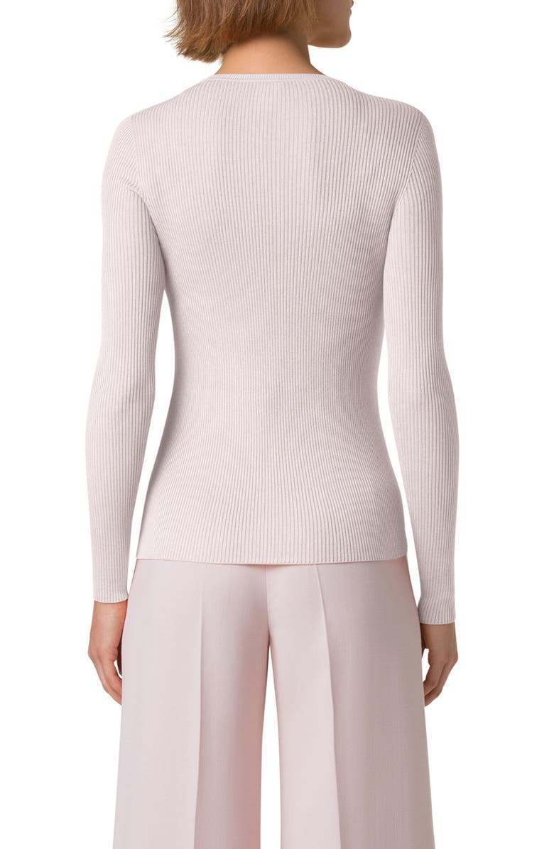 Akris Seamless Silk & Cotton Rib Sweater, Alternate, color, Pale Pink