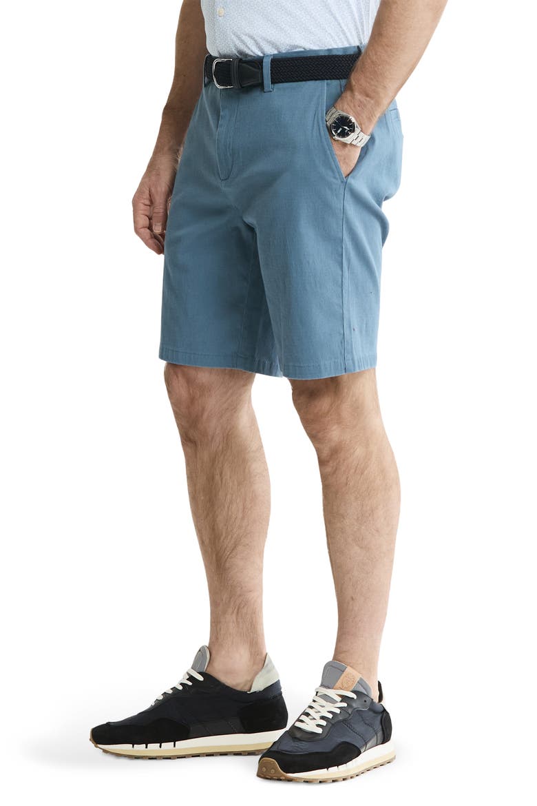 Cotton & Silk Blend Stretch Shorts, Alternate, color, BLUE