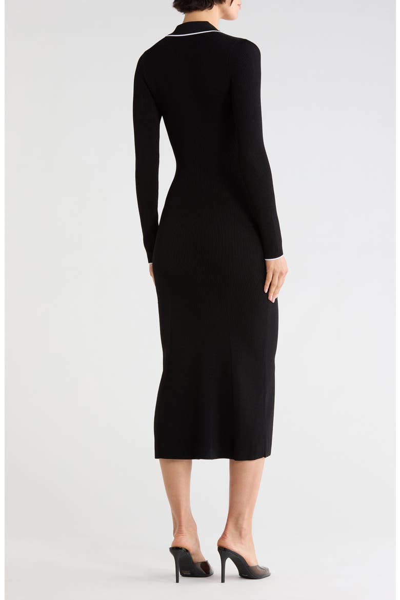 Yaretzi Collared Long Sleeve Dress, Alternate, color, BLACK/ WHITE