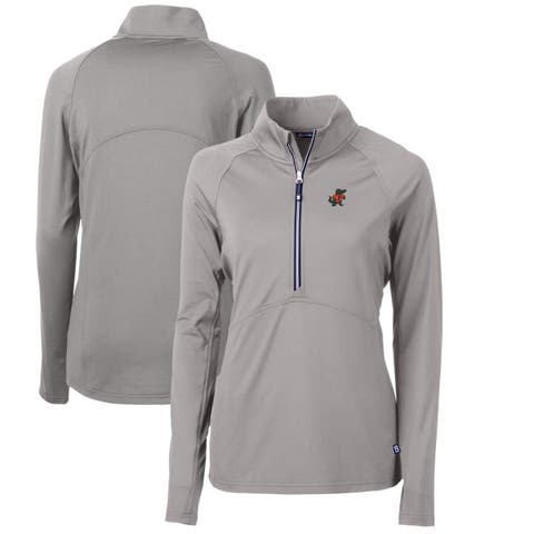 Women's Cutter & Buck Gray Florida Gators Adapt Eco Knit Stretch Recycled Half-Zip Pullover Top