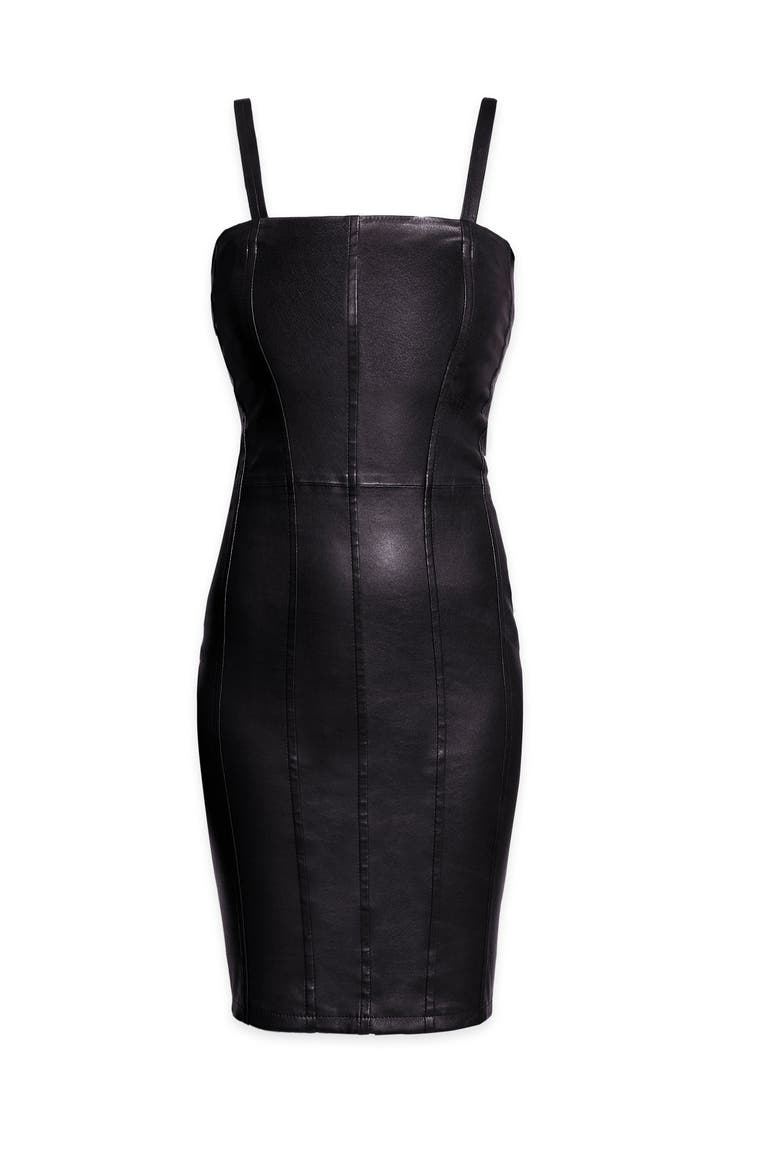 Revenge Stretch Leather Dress, Alternate, color, Black