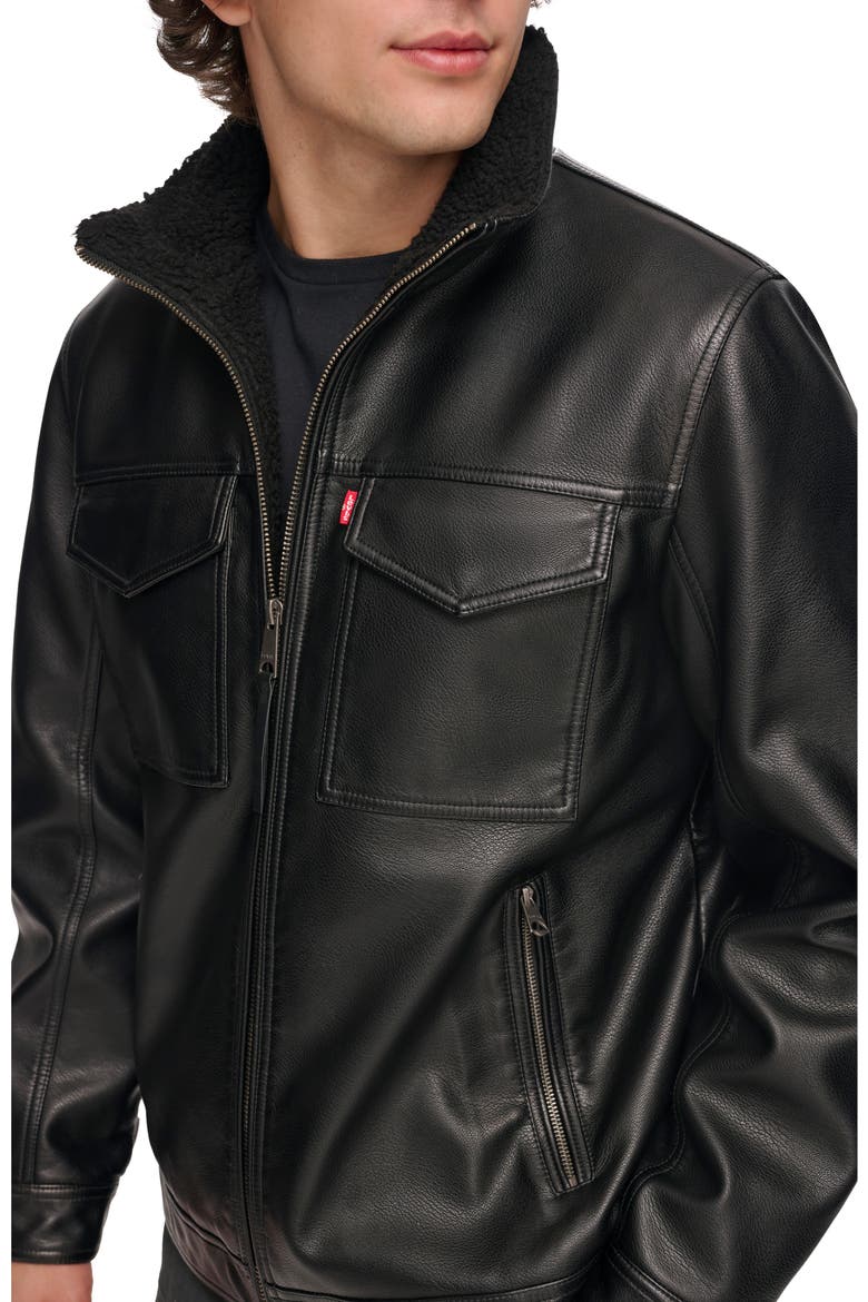 Faux Shearling Lined Rancher Jacket, Alternate, color, BLACK