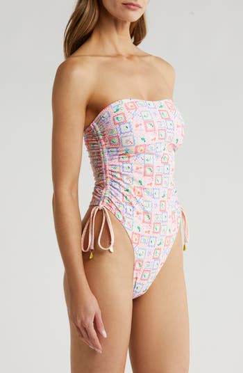 Strapless Cinched Tie One-Piece Swimsuit