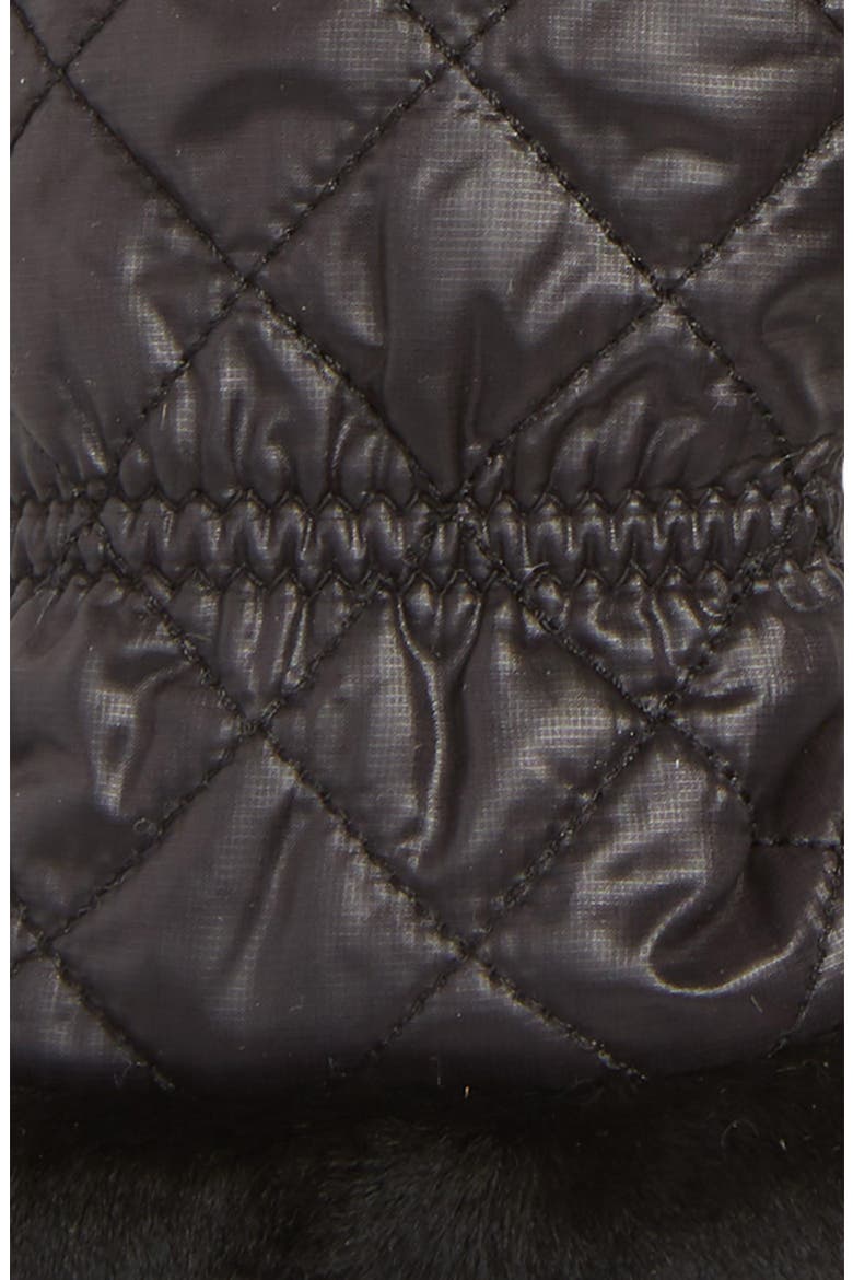 All Weather Touchscreen Compatible Quilted Gloves with Genuine Shearling Trim, Alternate, color, BLACK