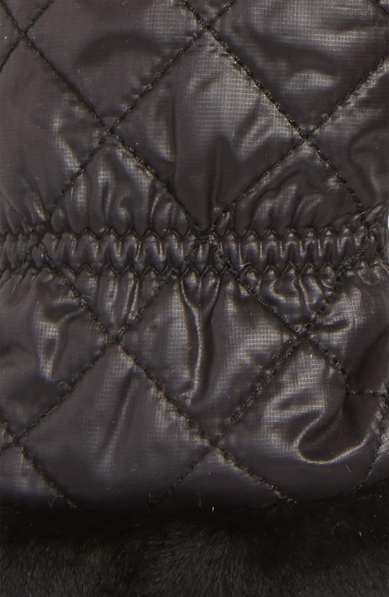 UGG<sup>®</sup> All Weather Touchscreen Compatible Quilted Gloves with Genuine Shearling Trim, Alternate, color, Black